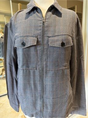H&M Women's Black and Gray Plaid Utility Jacket